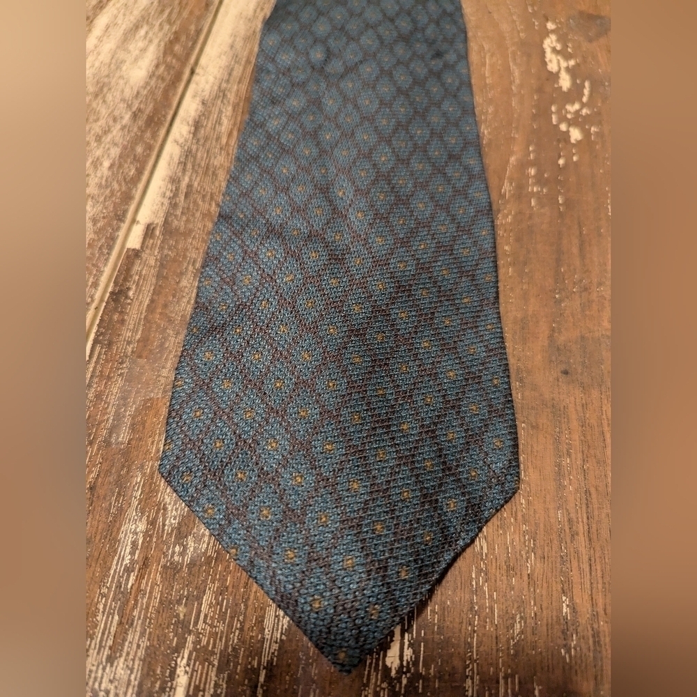 Calvin Klein Blue and‎ gold dotted Silk Tie